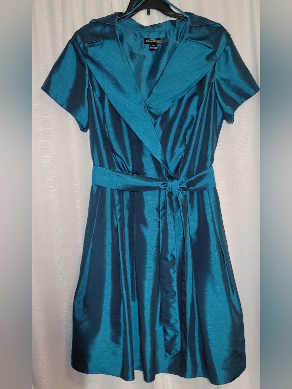 Jessica Howard 22W Satin Teal  Dress